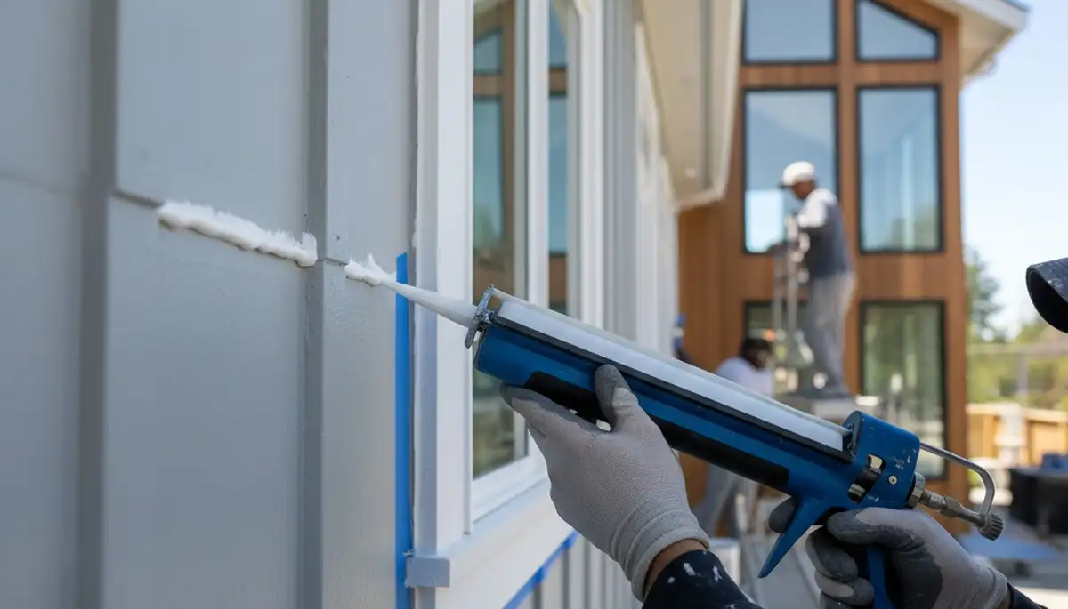 Professional caulking and sealing on Fort Lauderdale FL home exterior for weather protection
