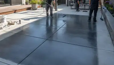 Professional concrete staining on residential patio in Fort Lauderdale, FL by local house painters