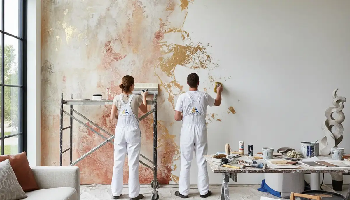 Faux painting specialists adding decorative wall finishes in Fort Lauderdale FL home interior