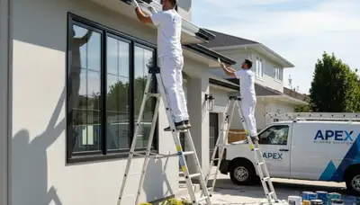 Professional gutter painting on coastal home in Fort Lauderdale, FL by expert house painters