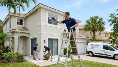 Professional house painters working on exterior home in Fort Lauderdale FL