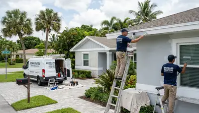Professional house painters working on exterior home in Fort Lauderdale FL
