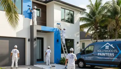 Professional house painters working on exterior home in Fort Lauderdale FL