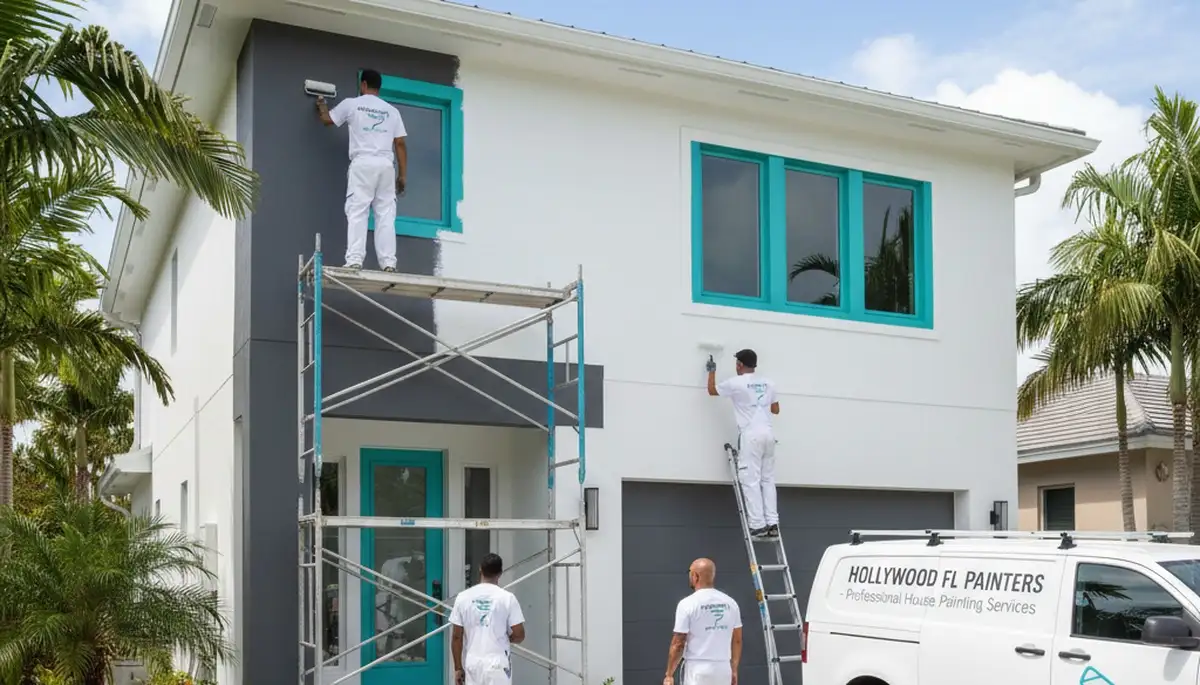 Professional house painters in Fort Lauderdale FL painting exterior home with quality finishes