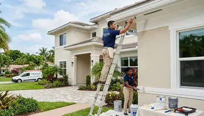 Professional house painters in Fort Lauderdale FL painting residential exterior home