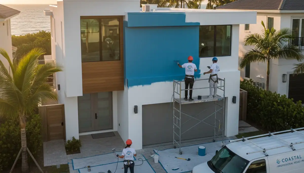 Professional house painters working on residential exterior in Fort Lauderdale FL