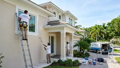 Professional house painters working on residential exterior in Fort Lauderdale FL