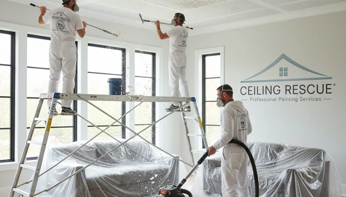 Popcorn ceiling removal by expert painters in Fort Lauderdale FL for smooth modern interior finish