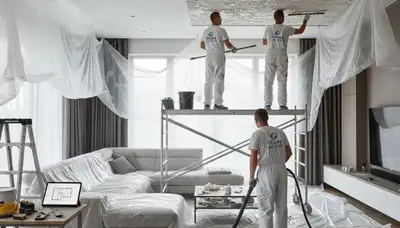 Professional popcorn ceiling removal in Fort Lauderdale FL transforming textured ceilings to smooth finishes