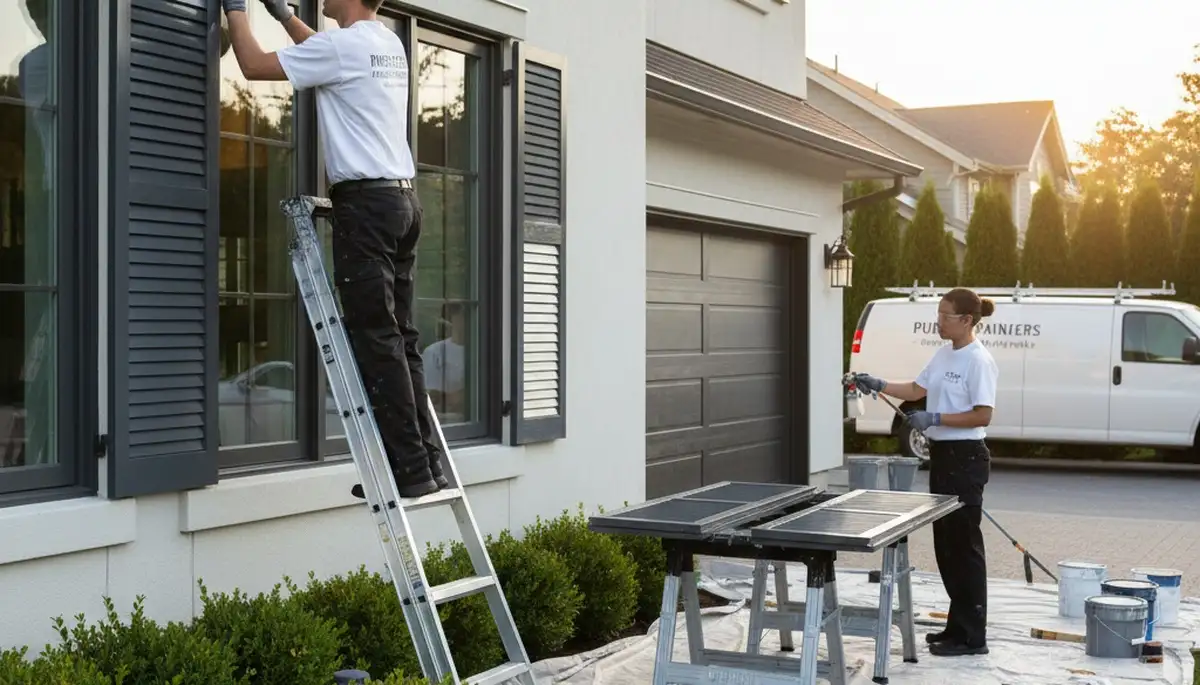 Professional shutter painting on coastal home in Fort Lauderdale, FL by expert house painters